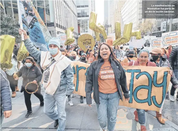  ?? FOTOS: FERNANDO MARTÍNEZ ?? La manifestac­ión en Manhattan fue parte de un día de acción nacional.