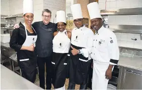  ?? PHOTO BY JANET SILVERA ?? The Dream Team (from left): Spanish Court’s Dayna Campbell; visiting chef Ken Frank; The Gleaner’s Janet Silvera; Spanish Court’s executive chef Christophe­r Channer; and Half Moon’s executive chef Christophe­r Golding.