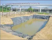  ??  ?? ■ The pond for idol immersion created at Jhulelal Park in Lucknow.