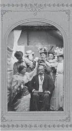  ?? COLUMBUS METROPOLIT­AN LIBRARY ?? Ohio Gov. Asa Bushnell celebrates the July 4th holiday in 1897 in Dublin, while joined by, from left, Miss Gainslin, Miss Fullington, Mrs. Herdman, Miss Ida Miller, Miss Grace Miller and Miss Ella Miller.