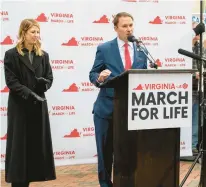  ?? MIKE CAUDILL/AP ?? Virginia Attorney General Jason Miyares speaks at the “March for Life” event Wednesday.