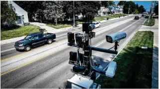  ?? JIM NOELKER / STAFF ?? The city of Dayton set up a traffic camera at the 2200 block of Smithville Road. The cameras will take a picture of your license plate if you are speeding and send you a ticket.