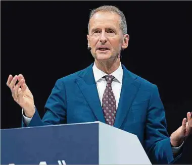  ?? Foto: dpa ?? Herbert Diess will VW in die Zukunft führen. In den letzten Wochen hagelte es Kritik an seinem Führungsst­il.