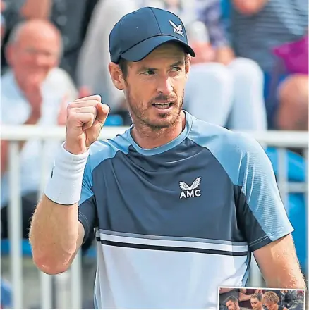  ?? ?? Andy Murray’s win puts him in the semi-final of the Surbiton Trophy.