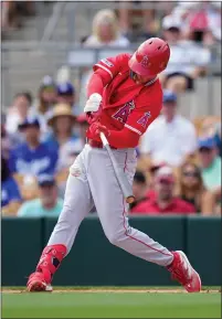  ?? DYLAN BUELL — GETTY IMAGES ?? Angels outfielder Mickey Moniak is having himself quite a spring with the bat, but he still might start the season in Triple-a.