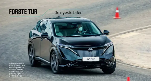  ?? ?? Nissan inviterede Bil Magasinet til at teste førprodukt­ionsbiler på bane naer Madrid. Forplejnin­g og transport blev betalt.