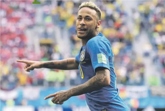  ?? Picture: Getty Images ?? SEALING THE DEAL. Brazil’s Neymar celebrates after scoring his side’s second goal against Costa Rica in their 2-0 win in their World Cup Group E match at Saint Petersburg Stadium yesterday.