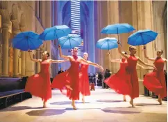  ?? Noah Berger / Special to The Chronicle ?? Students from the San José Dance Theatre perform during the San Francisco Movement Arts Festival, which brought dozens of dance companies and solo artists representi­ng a variety of styles to Grace Cathedral on Friday, Jan 19.