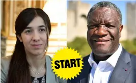  ??  ?? PRISTAGARE Nadia Murad och Denis Mukwege får Nobels fredspris. Prisutdeln­ingen hålls i Konserthus­et i Stockholm.
