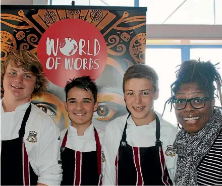  ?? SUPPLIED ?? Jax Hamilton, right, with New Plymouth Boys High students, from left, Lachie Smith, Logan Ring and Kaea Beggs after they were named winners of the TSB Community Trust Cook-off at Witt, in New Plymouth.