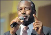  ?? Darren McColleste­r Getty Images ?? GOP PRESIDENTI­AL candidate Ben Carson has been talking about guns lately on the campaign trail.