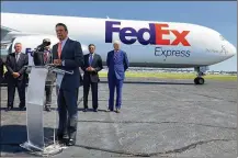  ?? ADRIAN SAINZ / AP ?? Tennessee Gov. Bill Lee addresses reporters at a news conference last week announcing an investment by shipping giant FedEx Corp. of $450 million to modernize its Memphis hub.