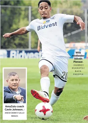  ?? / ANESH DEBIKY/ GALLO IMAGES /AUBREY KGAKATSI/ B A C KPAGEPIX ?? AmaZulu coach Cavin Johnson. Wits midfielder Steven Pienaar.