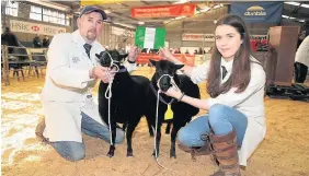  ??  ?? > The Reserve Interbreed Sheep Champions, with Brian and Anest Roberts