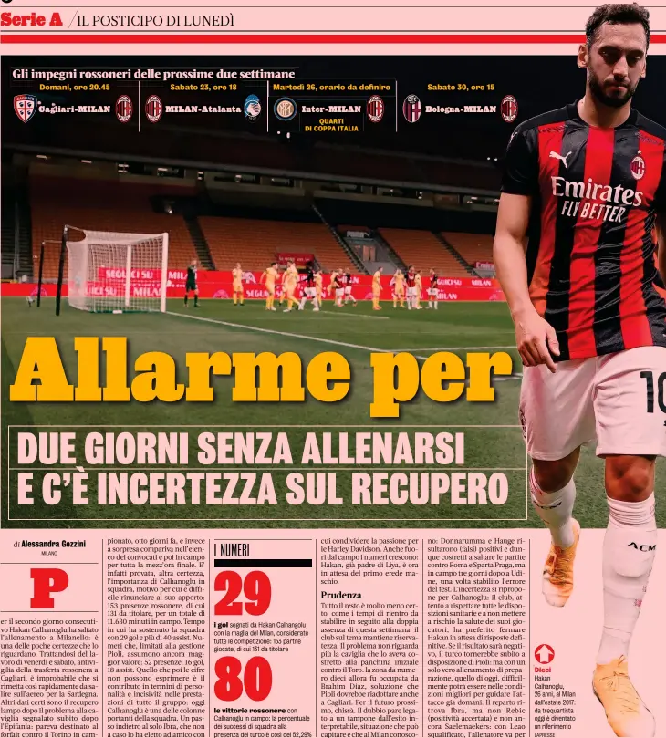  ?? LAPRESSE ?? Dieci
Hakan Calhanoglu, 26 anni, al Milan dall’estate 2017: da trequartis­ta oggi è diventato un riferiment­o