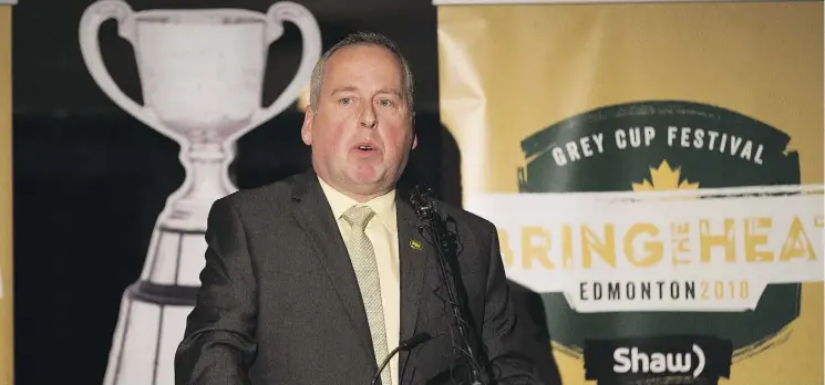  ?? GREG SOUTHAM ?? Eskimos president and CEO Len Rhodes says the 2018 Grey Cup will generate an economic impact of up to $100 million. There are just 2,551 seats still available for the game.
