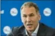  ?? MATT ROURKE — THE ASSOCIATED PRESS ?? 76ers President of Basketball Operations Bryan Colangelo defended his selection of Markelle Fultz on Friday even though it’s clear Boston got the better player in Jayson Tatum.