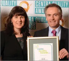  ??  ?? Josephine and Sean Caulfield, Caulfield’s Centra, Campile, with their Q Mark for Hygiene and Food Safety award.