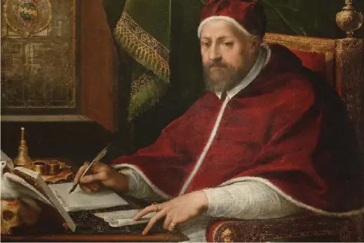  ??  ?? Risoluto Un ritratto di Clemente VIII realizzato dal pittore Giuseppe Cesari (15681640). Nato a Fano nel 1536, Ippolito Aldobrandi­ni divenne Papa nel 1592 e assunse il nome di Clemente VIII. Durante il suo pontificat­o si mostrò intransige­nte nella lotta agli eretici, ricorrendo anche al rogo. Morì nel 1605