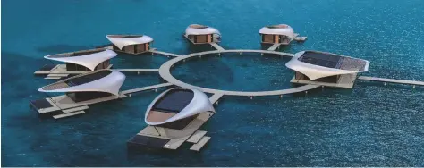  ??  ?? This ocean resort features a number of Alva Yachts floating eco holiday homes costing from €85,000 to €200,000