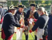  ?? BY PAUL POST ?? Living history re-enactors portraying Bauman’s Company of the 2nd Continenta­l Artillery Regiment took part in Surrender Day ceremonies on Wednesday.