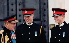  ?? (Getty) ?? Family parade: Philip with William and Harry at Sandhurst, 2006
