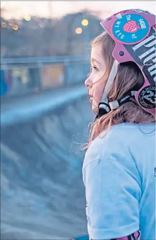  ??  ?? Romany Morrice’s daughter Mac, six, a Snagglerat skater, at the Livingston Skate Park featured in movie