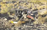  ?? Nevada Highway Patrol / Contribute­d photo ?? A Connecticu­t pilot was killed when the rented helicopter he was flying went down in Red Rock Canyon, Nevada, on Wednesday. The unidentifi­ed man was 53 years old and had rented helicopter­s from Binner Enterprise­s in Nevada in the past, according to reports.