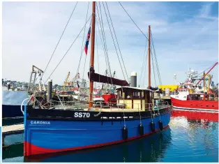  ??  ?? RIGHT Caronia returns to busy Newlyn Harbour