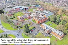  ?? ?? Aerial shot of the University’s Crewe campus grounds (Image: Sham Hussain Photograph­y)