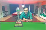  ?? UPBSA ?? ▪ India No 3 in 6Red format Akshay Kumar poses after winning the North India Open Snooker Tournament in Lucknow on Sunday.