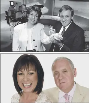  ??  ?? TELEVISION PARTNERS: Top, the Look North team of the late 80s and early 90s, Judith Stamper and Harry Gration. Above, Harry Gration with his later presenting partner on Look North, Christa Ackroyd.