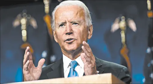  ?? ANDREW HARNIK/AP ?? Democratic presidenti­al hopeful Joe Biden believes the highest federal tax burden should fall on the wealthiest Americans.