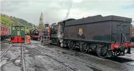  ??  ?? The only available steam locomotive for the Llangollen Railway Trust's planned resumption of services, GWR 2-8-0 No. 3802, is seen undergoing a steam test in Llangollen yard on May 22. PAUL REYNOLDS/LR