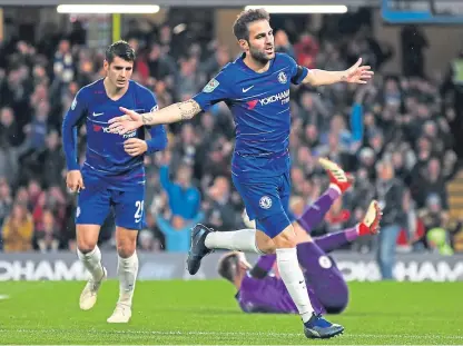  ?? Picture: PA. ?? Cesc Fabregas celebrates after netting Chelsea’s winner.