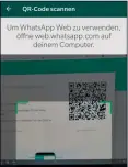  ??  ?? ... den Sie mit WhatsApp auf dem Hauptgerät einscannen. Dann läuft der Chat auf beiden Phones.