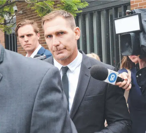  ??  ?? APOLOGY: NRL player Scott Bolton leaves Waverley Court in Sydney where he escaped conviction.