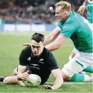  ?? ?? Consolatio­n: Will Jordan scores for New Zealand