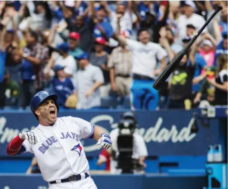  ?? MARK BLINCH/THE CANADIAN PRESS ?? Steve Pearce’s 10th-inning grand slam gave the Blue Jays their second walk-off win in as many days and a series sweep of the Oakland A’s.