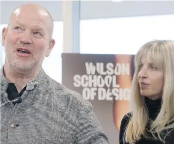  ?? JONATHAN HAYWARD/THE CANADIAN PRESS ?? Chip and Shannon Wilson attend the opening of the Wilson School of Design at Kwantlen Polytechni­c University on Wednesday. The Wilsons donated $8 million for the school.