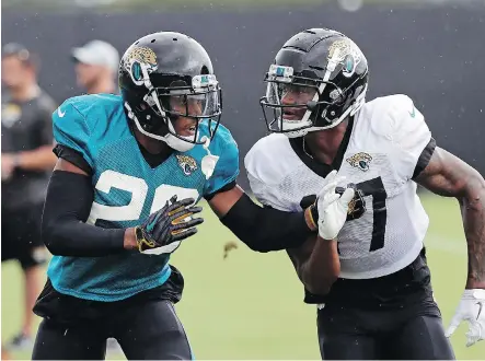  ?? PHOTOS: JOHN RAOUX/THE ASSOCIATED PRESS ?? Jaguars cornerback Jalen Ramsey, left, is coming off a Pro Bowl season in which he had four picks.