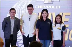  ??  ?? (L-R) Atty. Alberto B. Arcilla, President & Managing Director, TCCCI, Mr. Zoren Legaspi, Chevrolet ambassador, Ms. Lyn M. Buena, SVP & Director for Marketing, TCCCI, Ms. Leah R. Avante, VP & Director, National Sales, TCCCI