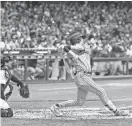  ?? MORRY GASH, ASSOCIATED PRESS ?? The Padres' Jake Cronenwort­h hits a two-run home run off Brewers starter Aaron Ashby during the fifth inning Saturday.