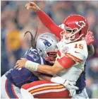  ?? GREG M. COOPER/USA TODAY SPORTS ?? Patrick Mahomes rallied the Chiefs but Adrian Clayborn and the Patriots won late.