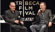  ?? — AFP ?? Tom Hanks (left) and Bruce Springstee­n at the Tribeca Talks: Bruce Springstee­n And Tom Hanks — 2017 Tribeca Film Festival, in New York on Friday.