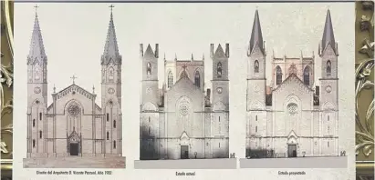  ?? Foto: Parroquia (Facebook) ?? Originalpr­ojekt, aktuelle Ansicht und die künftige Basílica mit Turmspitze­n (v.l.).