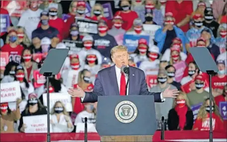  ?? PRESIDENT TRUMP John Bazemore Associated Press ?? speaks at a rally Friday in Macon, Ga. He has recently lashed out at key voter blocs, aides and longtime allies.
