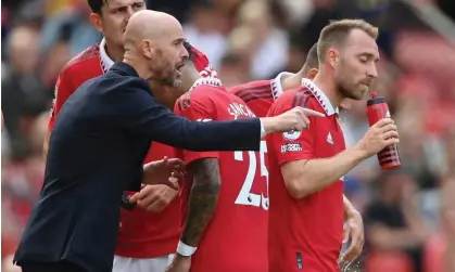  ?? ?? Erik ten Hag with Christian Eriksen (right), one of the three players Manchester United have signed this summer. Photograph: Toby Melville/Reuters
