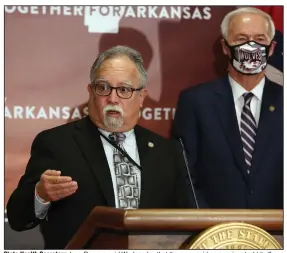  ?? (Arkansas Democrat-Gazette/Thomas Metthe) ?? State Health Secretary Jose Romero said Wednesday that the new rapid coronaviru­s test kits “have high sensitivit­y and high specificit­y in the laboratory and in the test setting.”