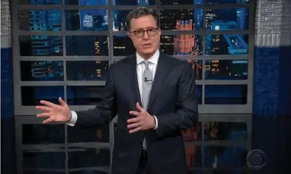  ?? TV.” Photograph: YouTube ?? Stephen Colbert on racist ‘replacemen­t theory’: “Where does anyone get an idea that monstrous?…these days, you can see it every night on